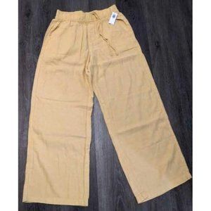 Yellow NWT Old Navy Womens Linen Pants High Rise Wide Leg Size XS